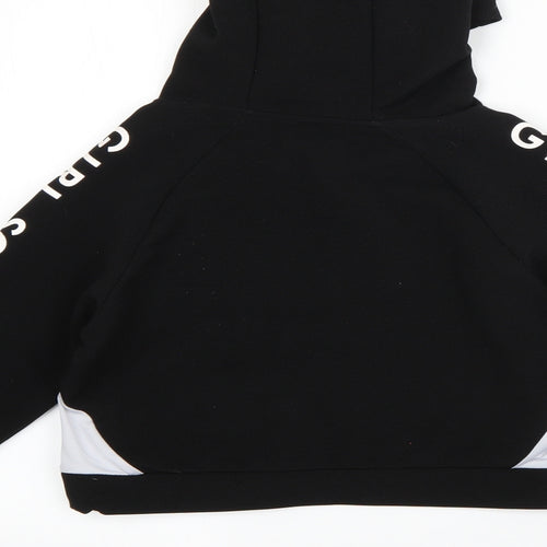 YD Girls Black  Polyester Pullover Hoodie Size 10-11 Years   - girl squad