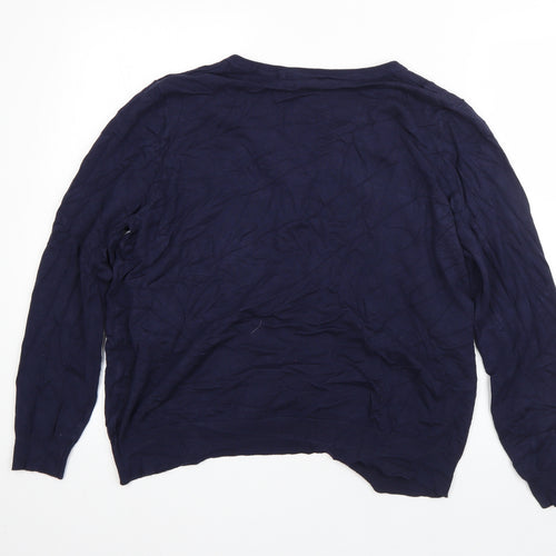 George Womens Blue Round Neck  Acrylic Cardigan Jumper Size 20