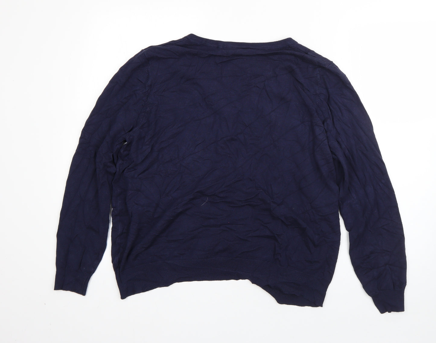 George Womens Blue Round Neck  Acrylic Cardigan Jumper Size 20
