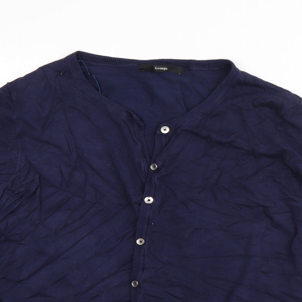 George Womens Blue Round Neck  Acrylic Cardigan Jumper Size 20
