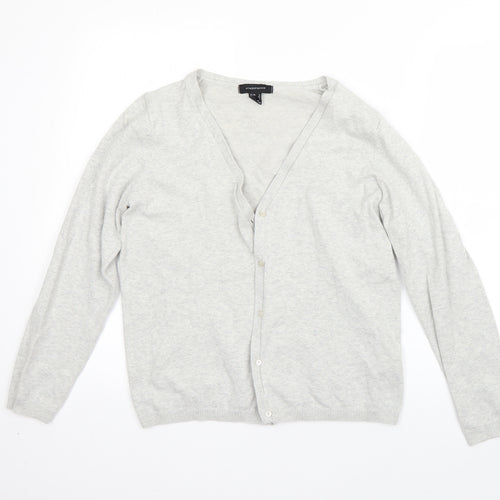 Atmosphere Womens Grey V-Neck  Cotton Cardigan Jumper Size 12