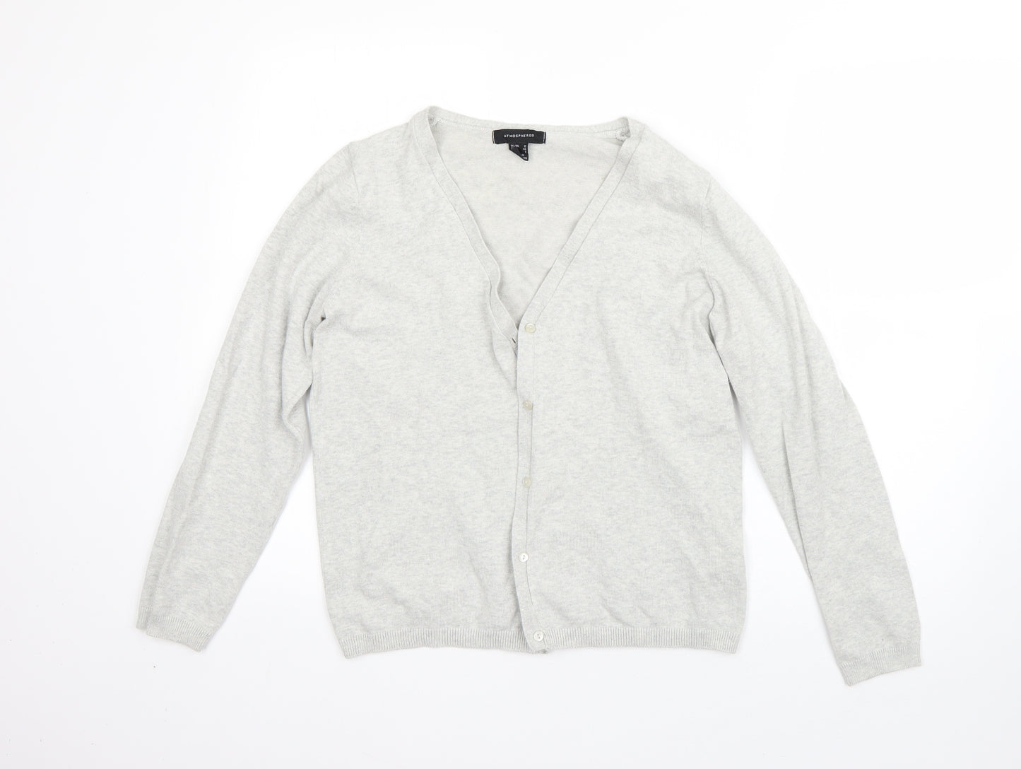 Atmosphere Womens Grey V-Neck  Cotton Cardigan Jumper Size 12