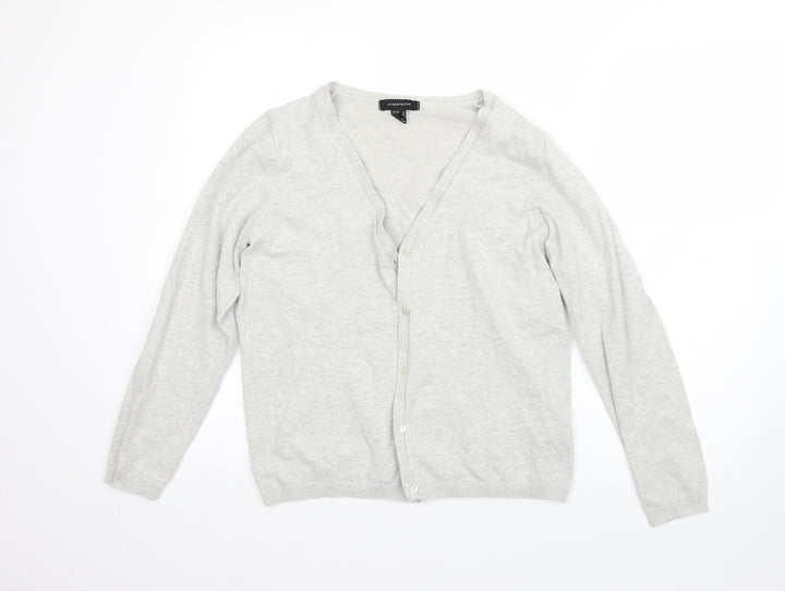 Atmosphere Womens Grey V-Neck  Cotton Cardigan Jumper Size 12