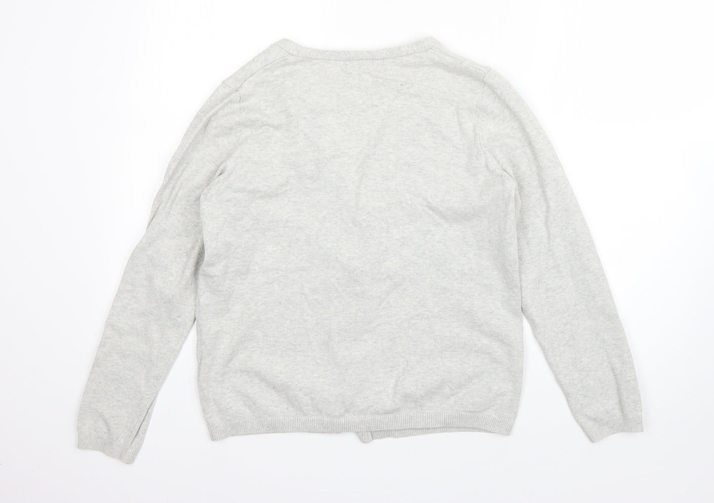 Atmosphere Womens Grey V-Neck  Cotton Cardigan Jumper Size 12