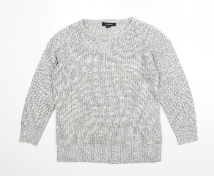 Atmosphere Womens Grey Round Neck  Acrylic Pullover Jumper Size 10