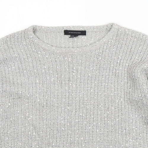 Atmosphere Womens Grey Round Neck  Acrylic Pullover Jumper Size 10