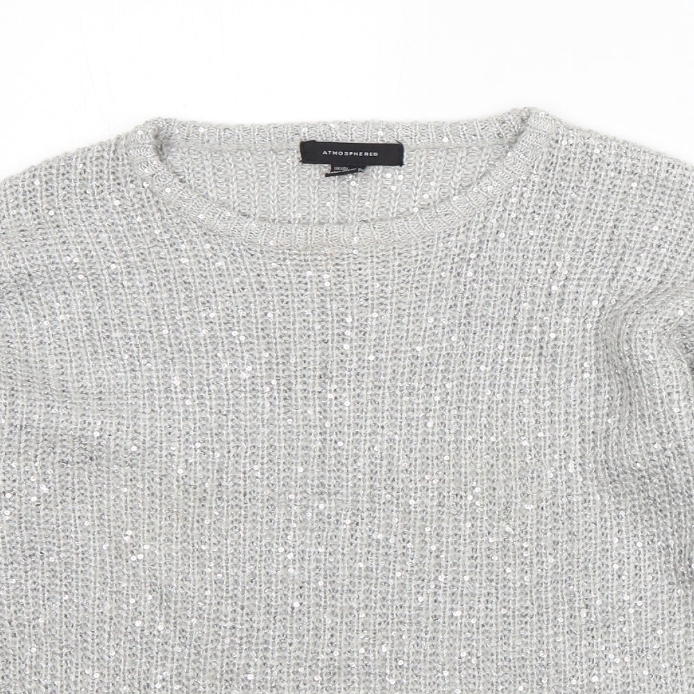 Atmosphere Womens Grey Round Neck  Acrylic Pullover Jumper Size 10