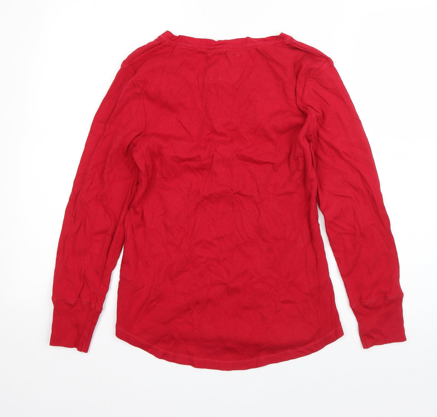M&S Womens Red V-Neck  Cotton Cardigan Jumper Size 14
