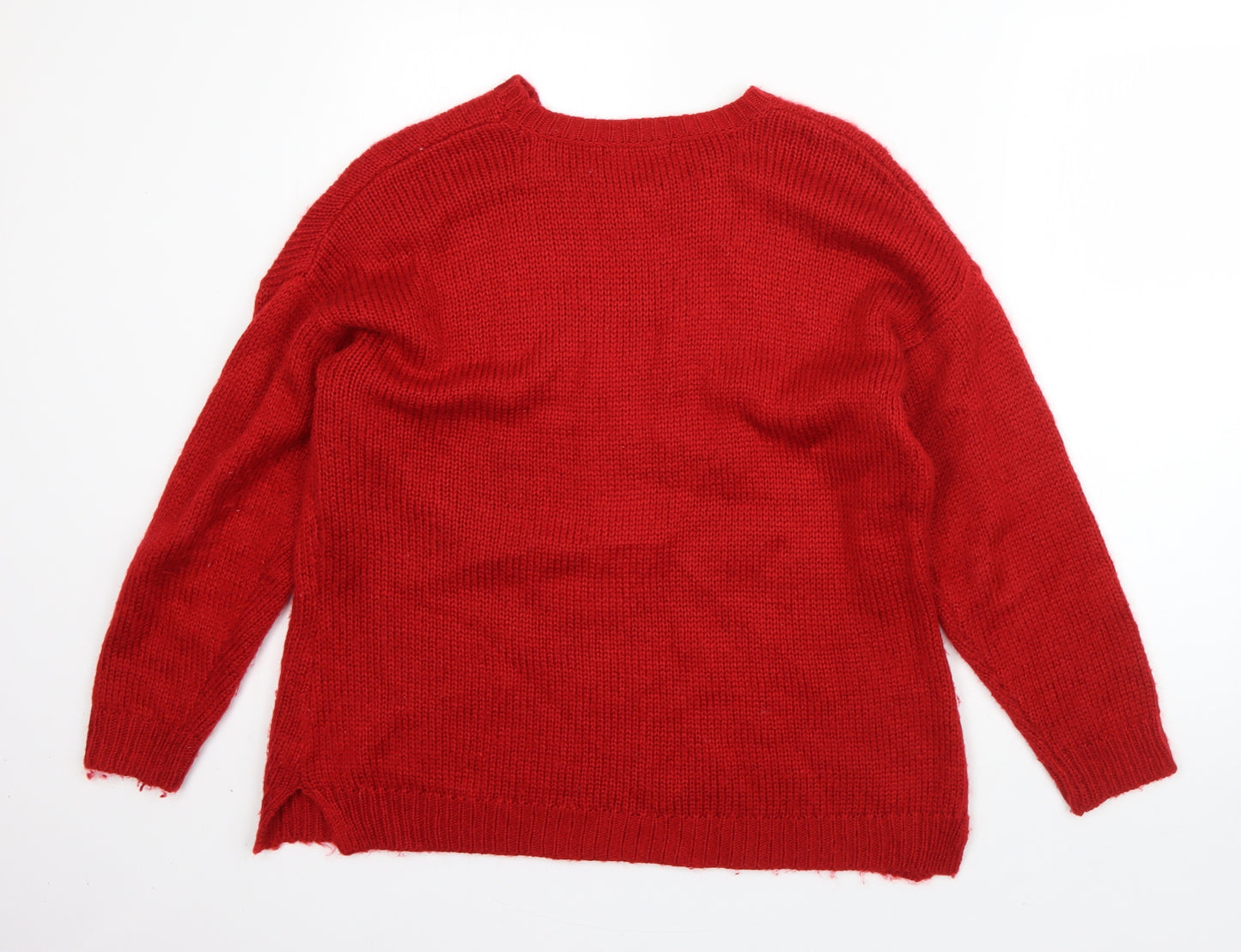 BM Mens Red Round Neck  Acrylic Pullover Jumper Size M   - Christmas Penguin