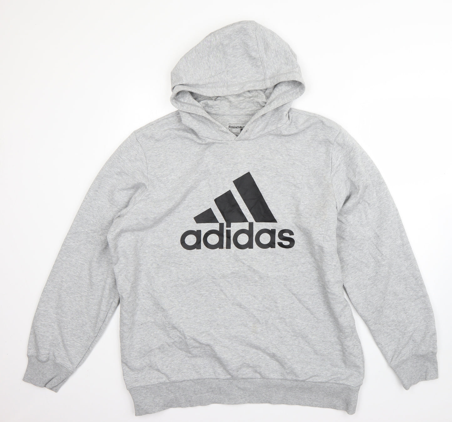 adidas Mens Grey  Cotton Pullover Hoodie Size XL