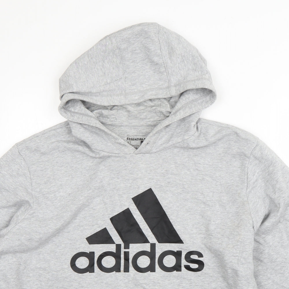 adidas Mens Grey  Cotton Pullover Hoodie Size XL