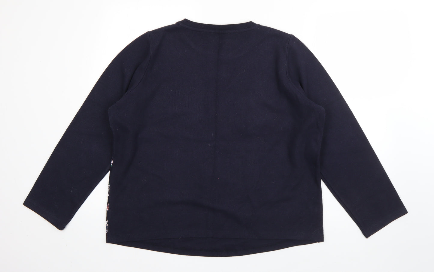 M&S Womens Blue Round Neck Floral Polyester Pullover Jumper Size 16