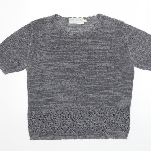Compliments Womens Grey Round Neck  Viscose Pullover Jumper Size M