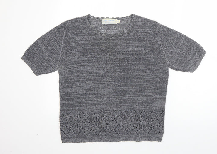 Compliments Womens Grey Round Neck Viscose Pullover Jumper Size M