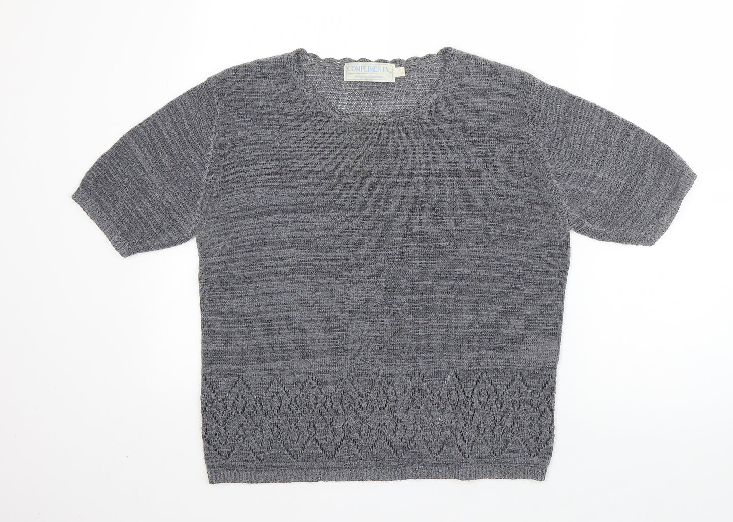 Compliments Womens Grey Round Neck  Viscose Pullover Jumper Size M