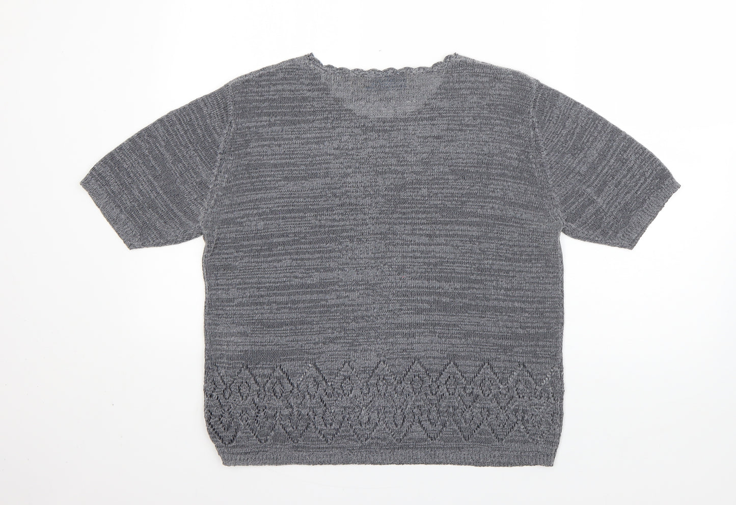 Compliments Womens Grey Round Neck  Viscose Pullover Jumper Size M