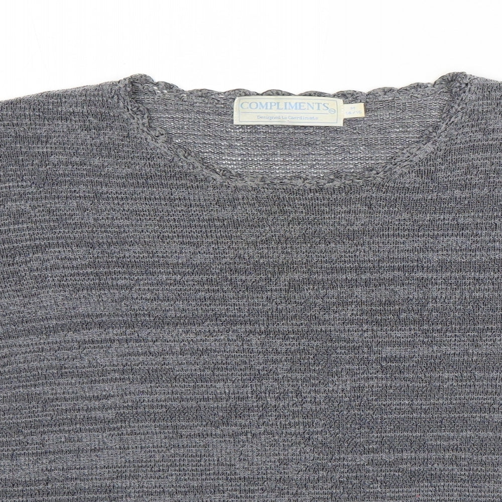 Compliments Womens Grey Round Neck  Viscose Pullover Jumper Size M