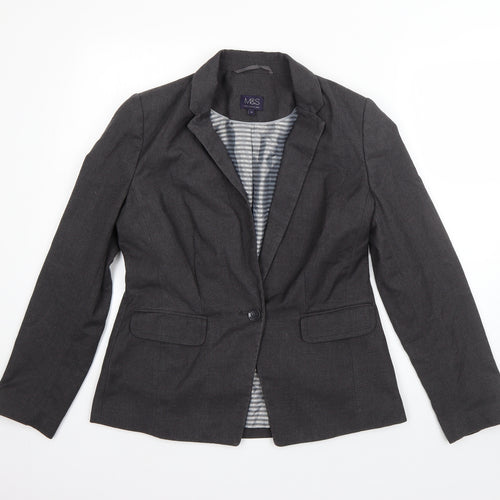 M&S Womens Grey   Jacket Blazer Size 12  Button