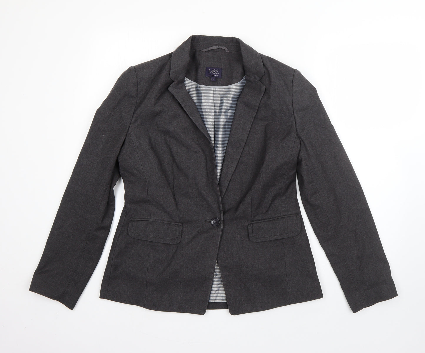 M&S Womens Grey   Jacket Blazer Size 12  Button
