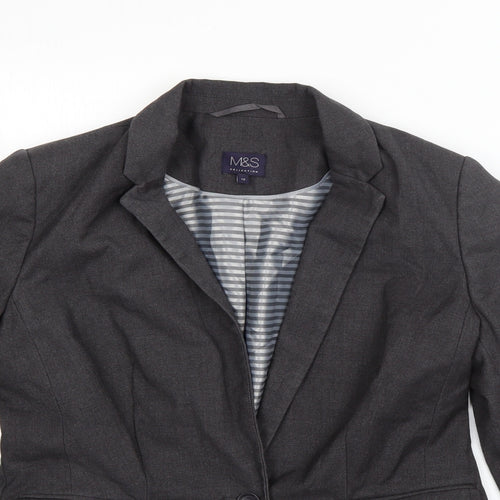 M&S Womens Grey   Jacket Blazer Size 12  Button