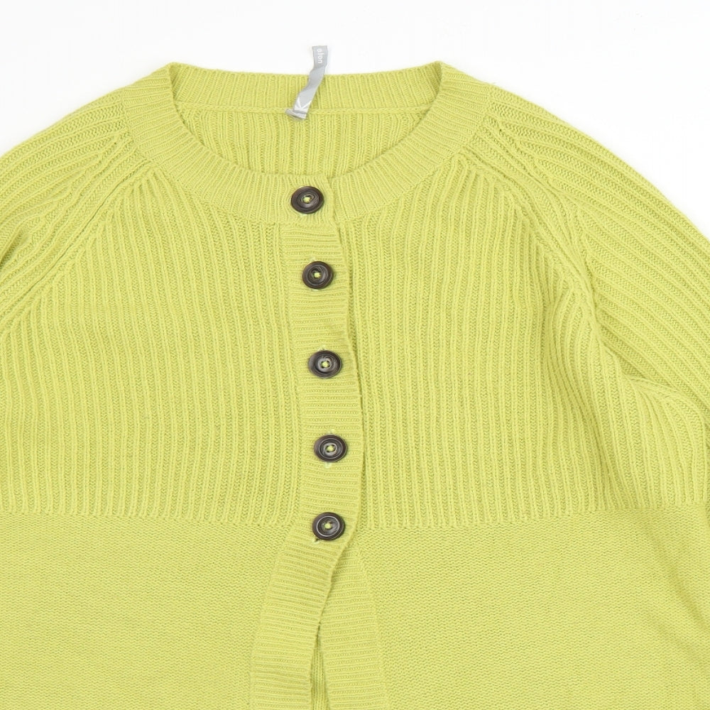 Note Womens Green Round Neck  Acrylic Cardigan Jumper Size 18