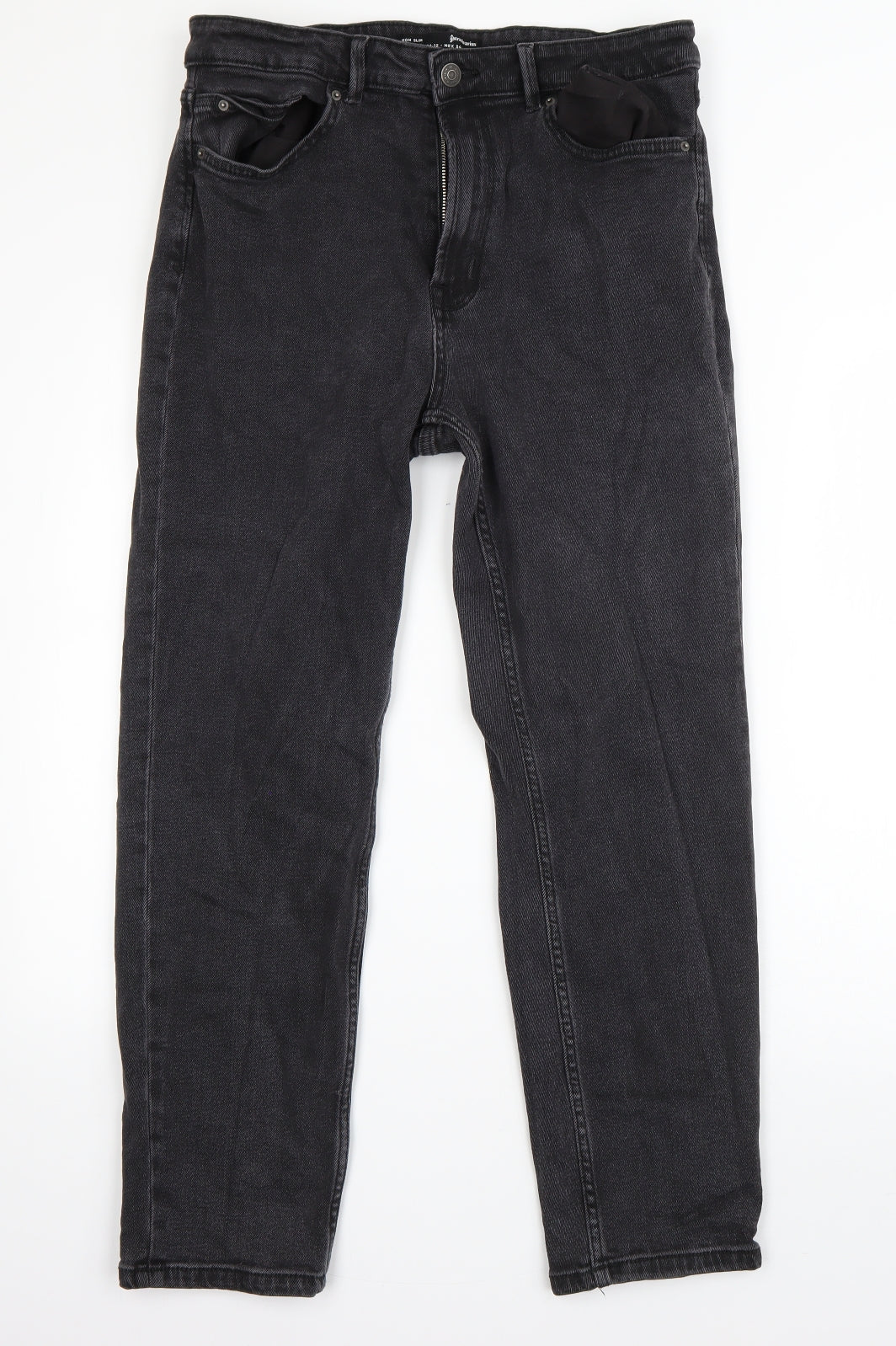 Stradivarius Womens Black  Cotton Mom Jeans Size 16 L26 in Regular