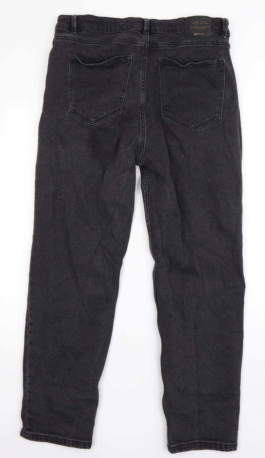 Stradivarius Womens Black  Cotton Mom Jeans Size 16 L26 in Regular