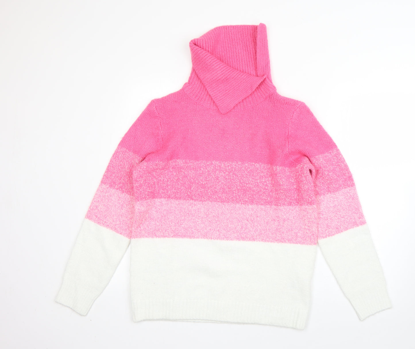 Bonmarché Womens Pink Cowl Neck  Acrylic Pullover Jumper Size 12