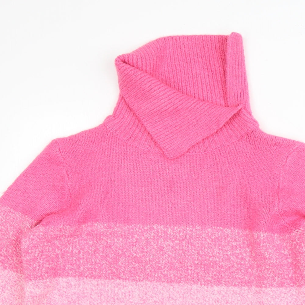 Bonmarché Womens Pink Cowl Neck  Acrylic Pullover Jumper Size 12