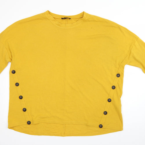 New Look Womens Yellow Round Neck  Viscose Pullover Jumper Size 14