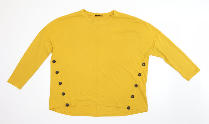 New Look Womens Yellow Round Neck Viscose Pullover Jumper Size 14