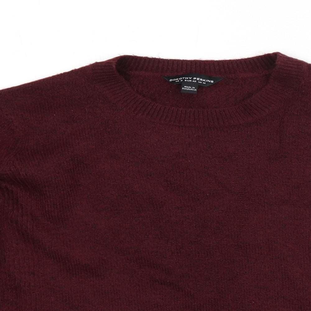 Dorothy Perkins Womens Red Round Neck  Acrylic Pullover Jumper Size 14