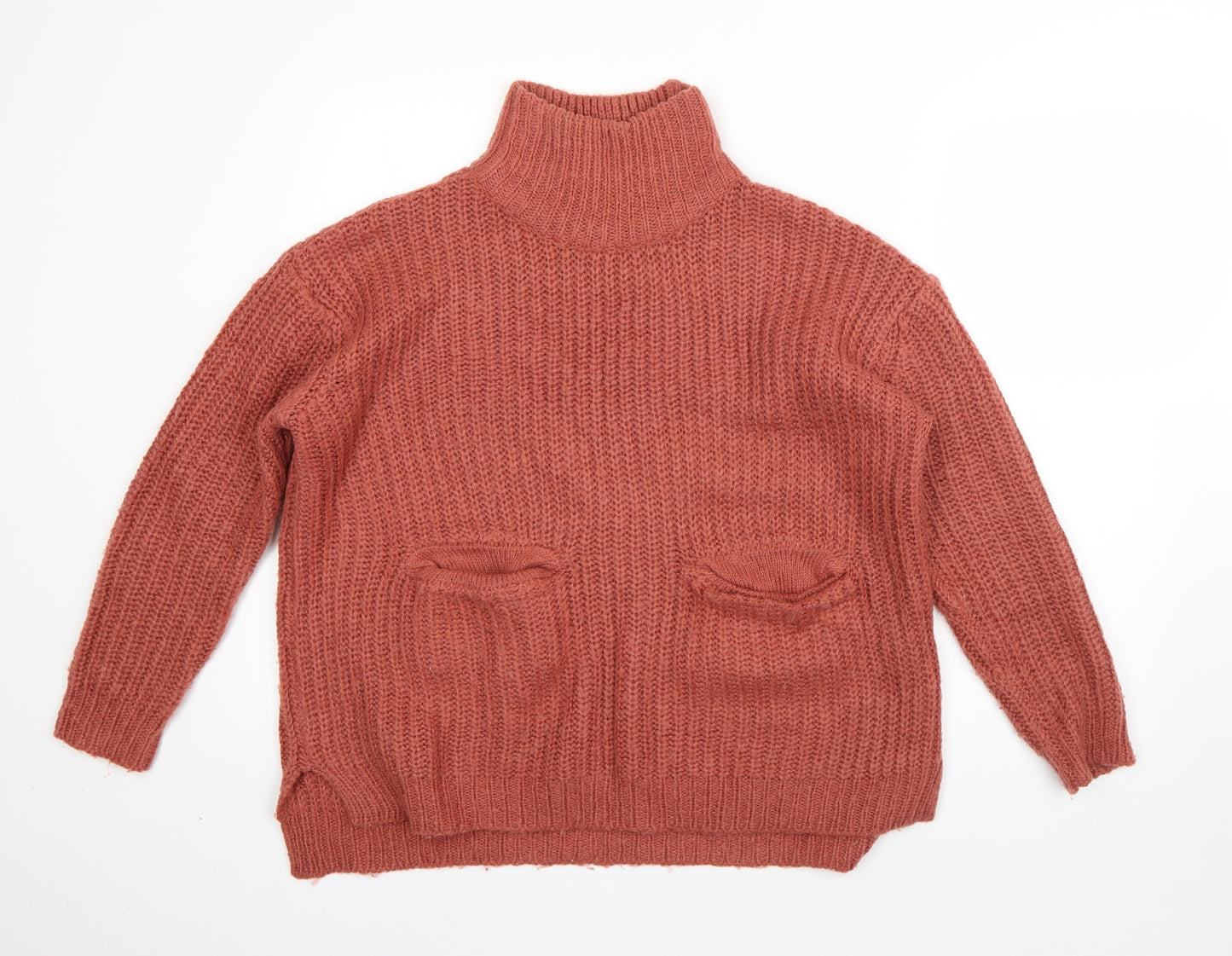 First & I Mens Red High Neck  Acrylic Pullover Jumper Size S