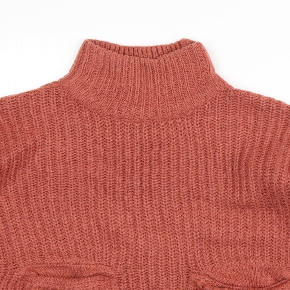 First & I Mens Red High Neck  Acrylic Pullover Jumper Size S