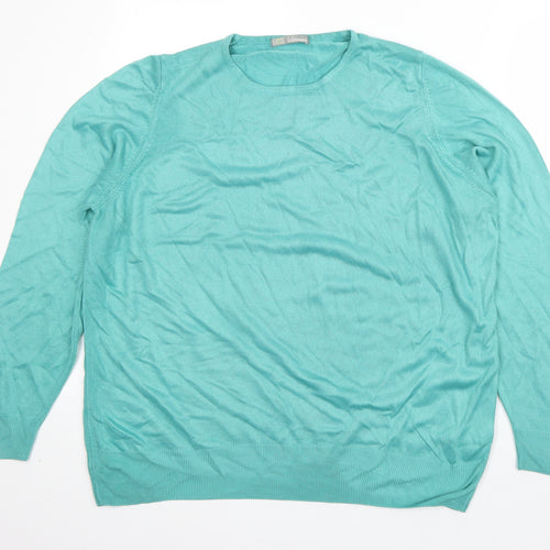 m&s Womens Green Round Neck  Acrylic Pullover Jumper Size 20