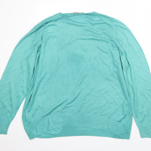 m&s Womens Green Round Neck  Acrylic Pullover Jumper Size 20