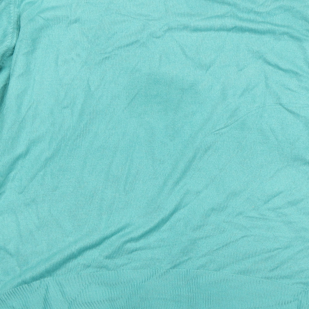 m&s Womens Green Round Neck  Acrylic Pullover Jumper Size 20