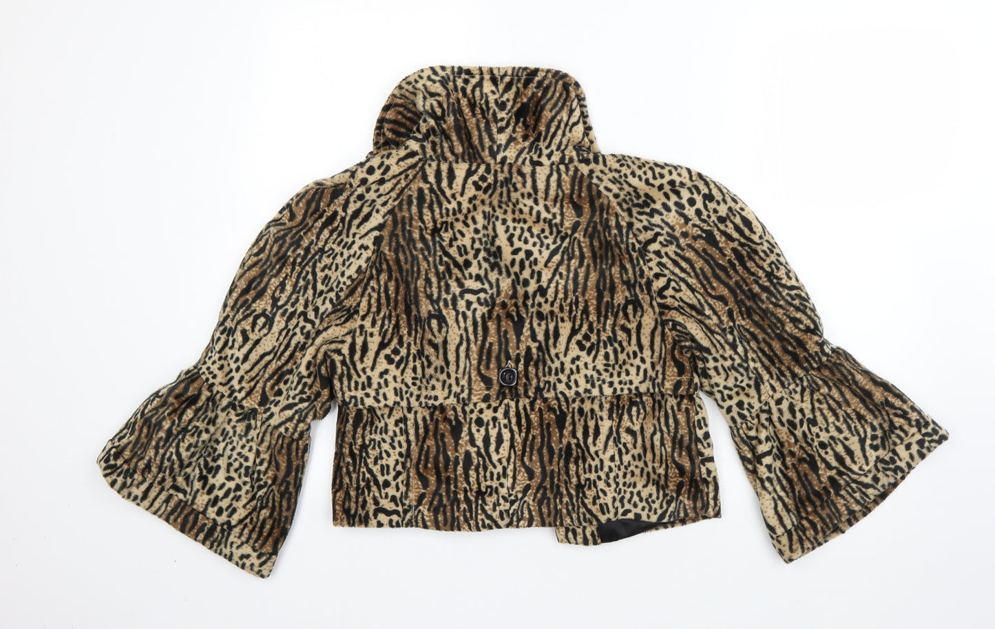 Miss Real Womens Brown Animal Print  Jacket  Size 16  Button
