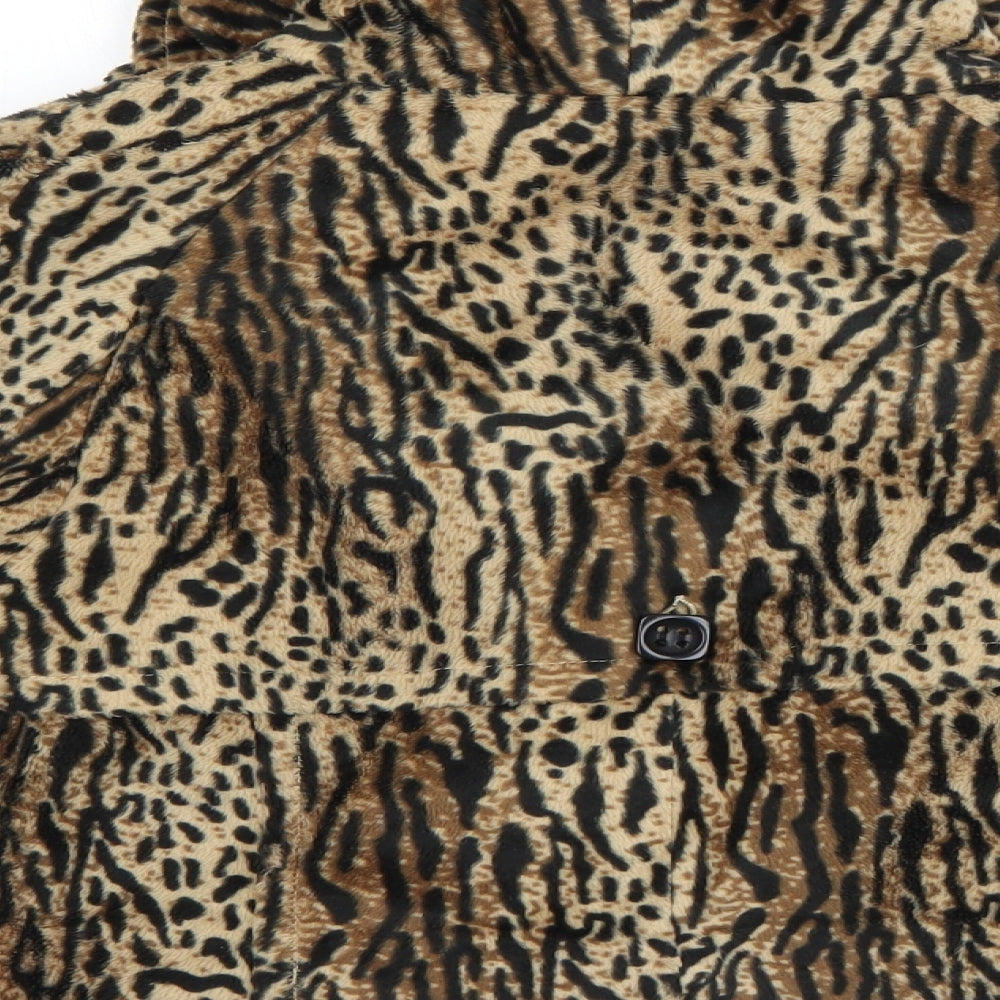 Miss Real Womens Brown Animal Print  Jacket  Size 16  Button