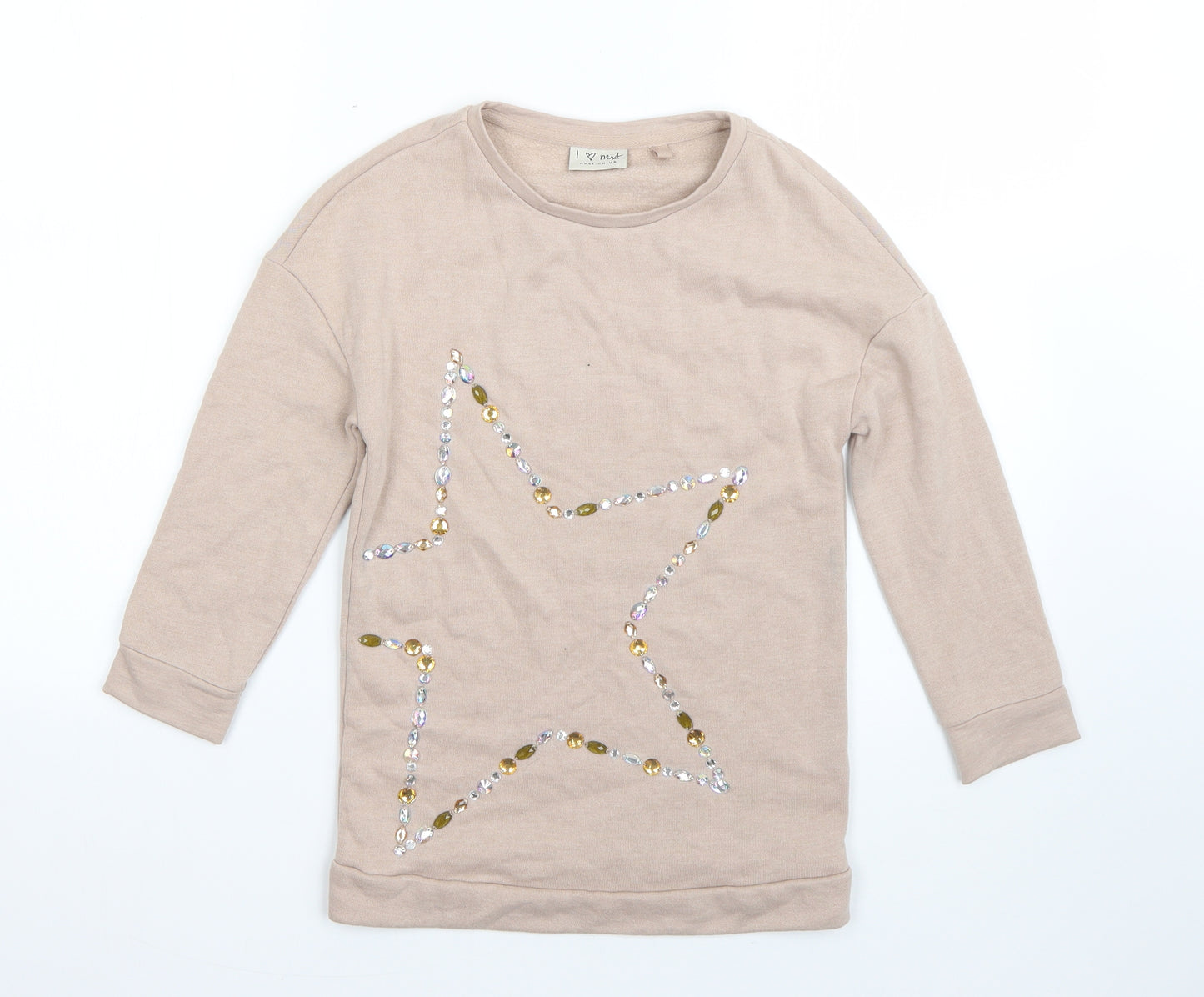 NEXT Girls Beige Round Neck  Viscose Pullover Jumper Size 6 Years