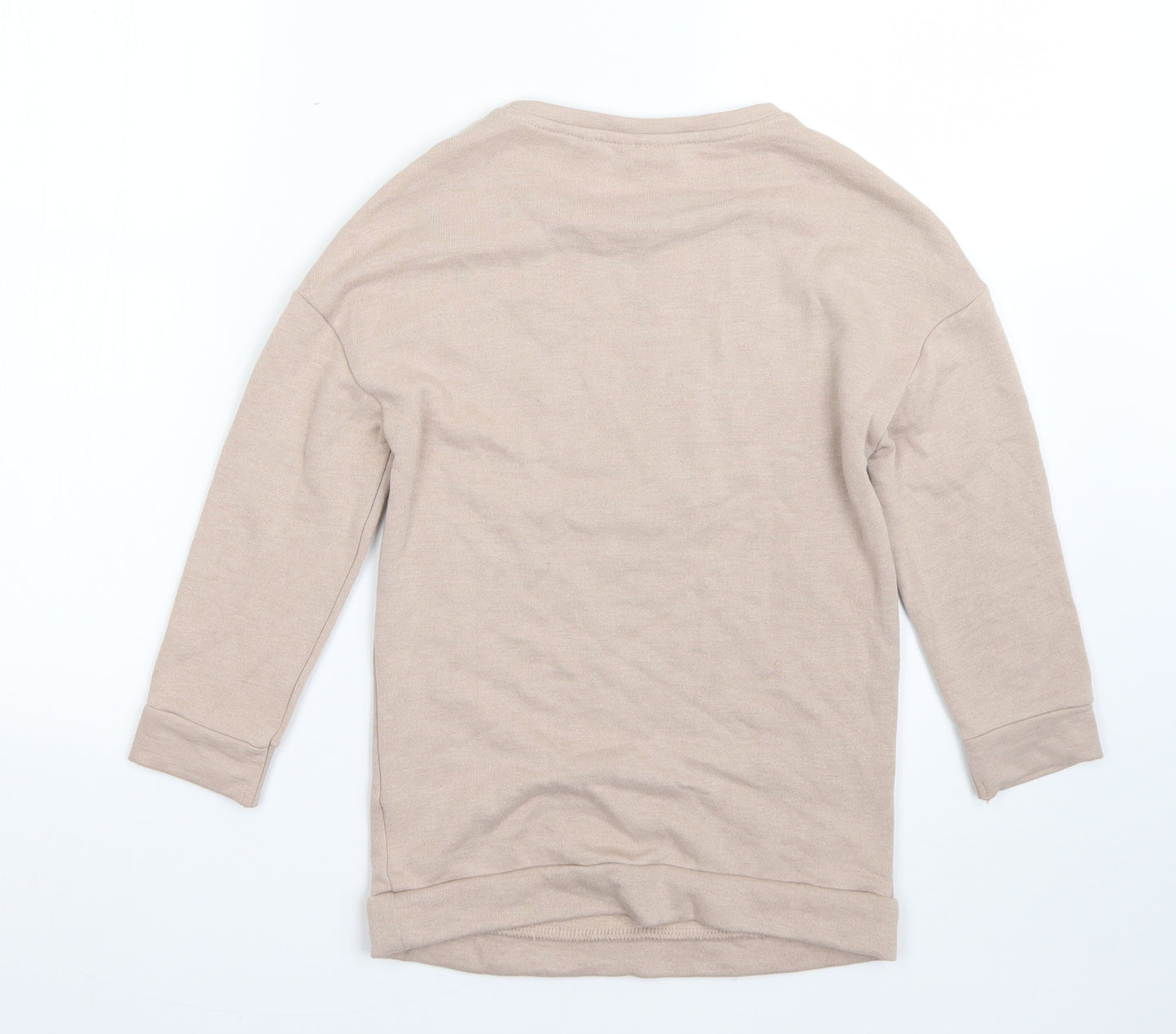 NEXT Girls Beige Round Neck  Viscose Pullover Jumper Size 6 Years