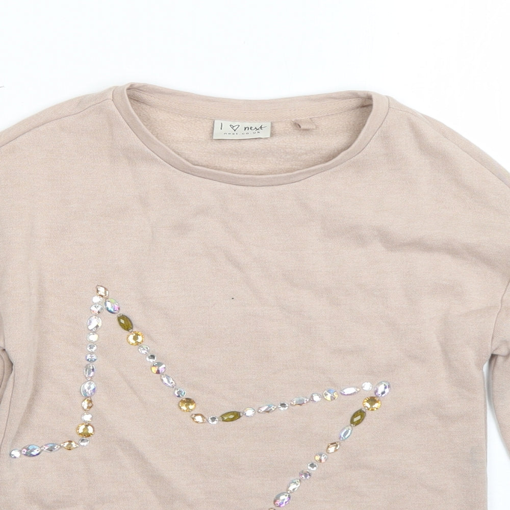 NEXT Girls Beige Round Neck  Viscose Pullover Jumper Size 6 Years