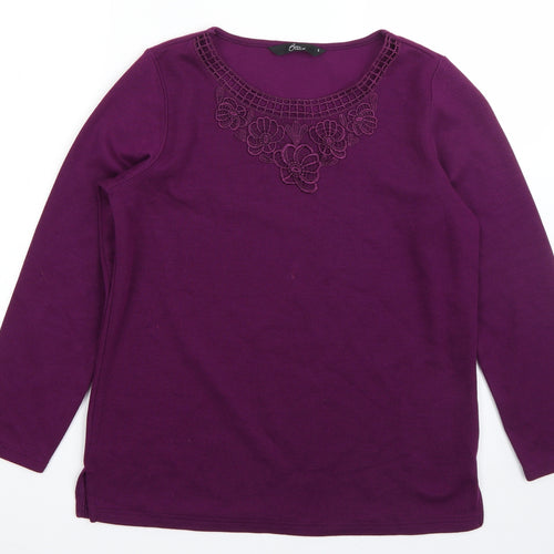 BM Womens Purple Round Neck  Polyester Pullover Jumper Size S