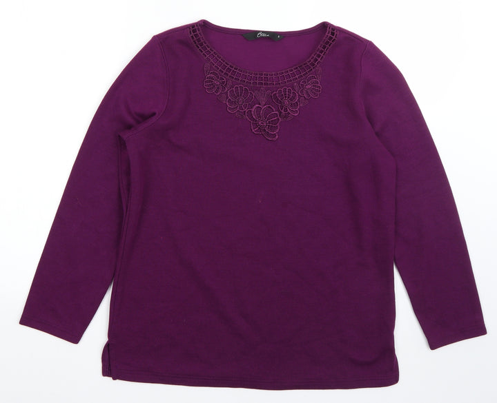 BM Womens Purple Round Neck  Polyester Pullover Jumper Size S