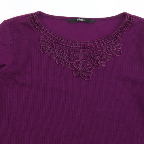 BM Womens Purple Round Neck  Polyester Pullover Jumper Size S