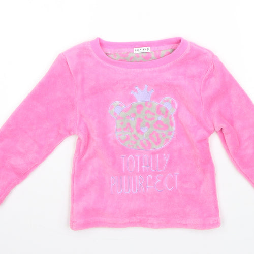 Crafted Girls Pink Round Neck  Polyester Pullover Jumper Size 2-3 Years   - tiger