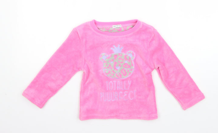Crafted Girls Pink Round Neck Polyester Pullover Jumper Size 2-3 Years - tiger