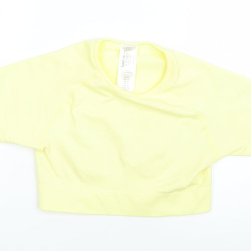 Boohoo Womens Yellow  Polyamide Cropped T-Shirt Size M Round Neck