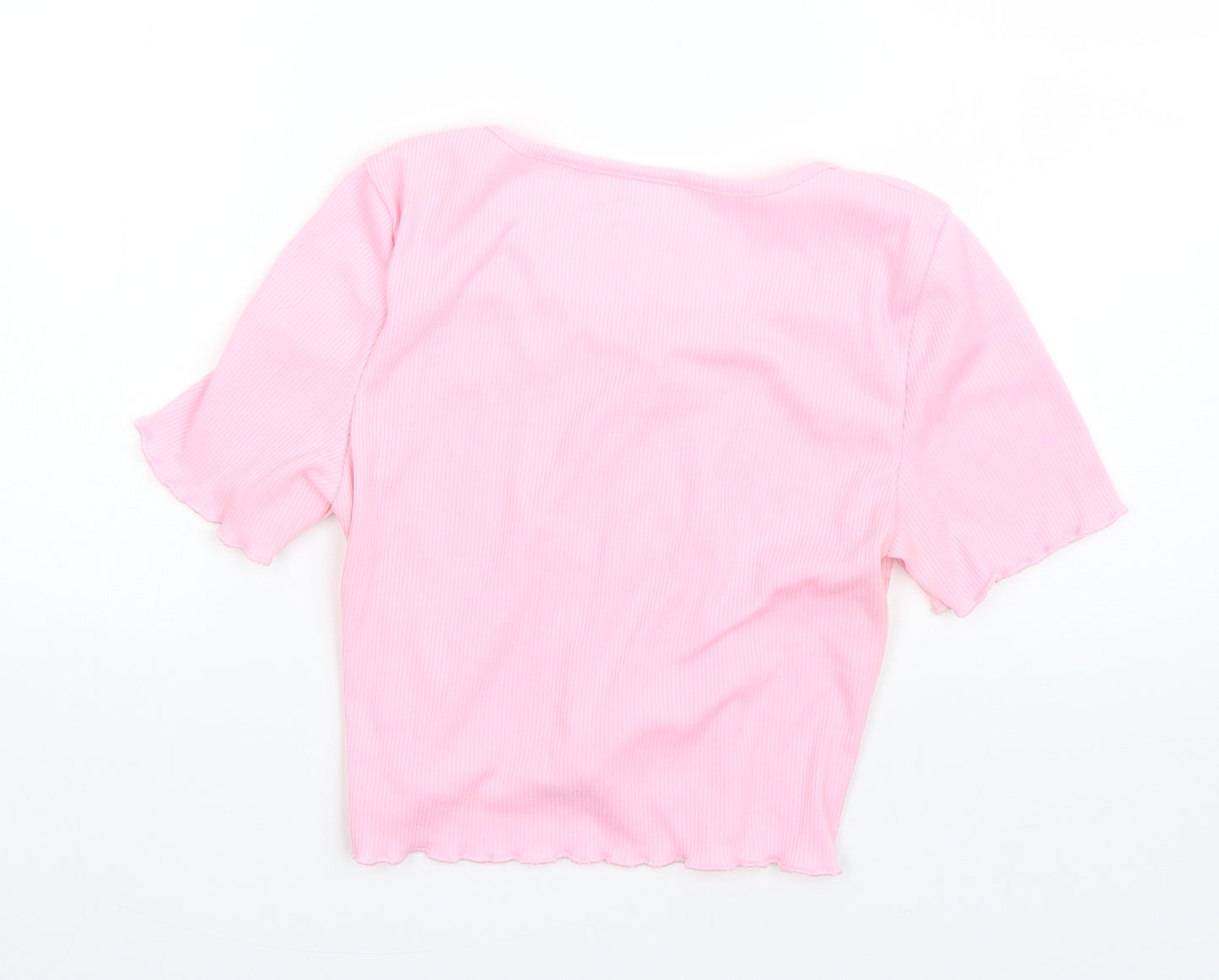 Preworn Womens Pink Collared  Polyester Shrug Jumper Size M
