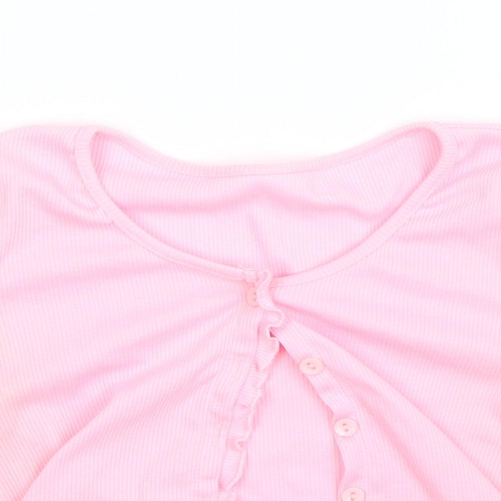 Preworn Womens Pink Collared  Polyester Shrug Jumper Size M